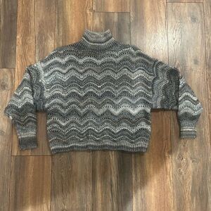 a.n.a Gray Wave Pattern Turtleneck Sweater